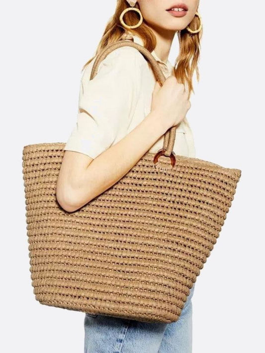 Women’s Straw Tote Bag Summer Beach Handbag Lightweight