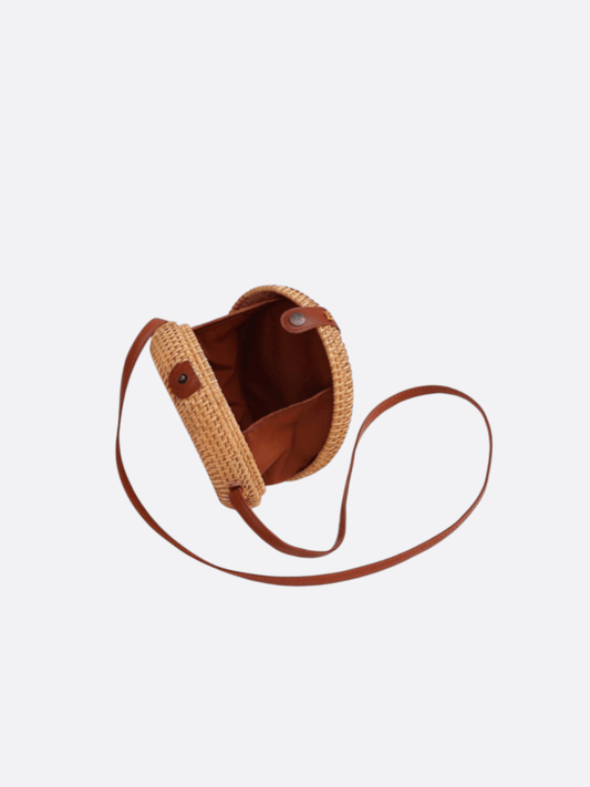 Round Rattan Woven Straw Crossbody Shoulder Bag