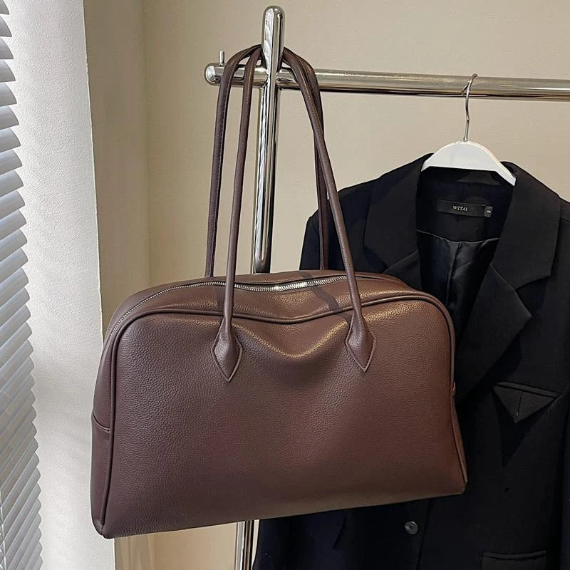 Soft Luxury Bowling-Style Shoulder Bag