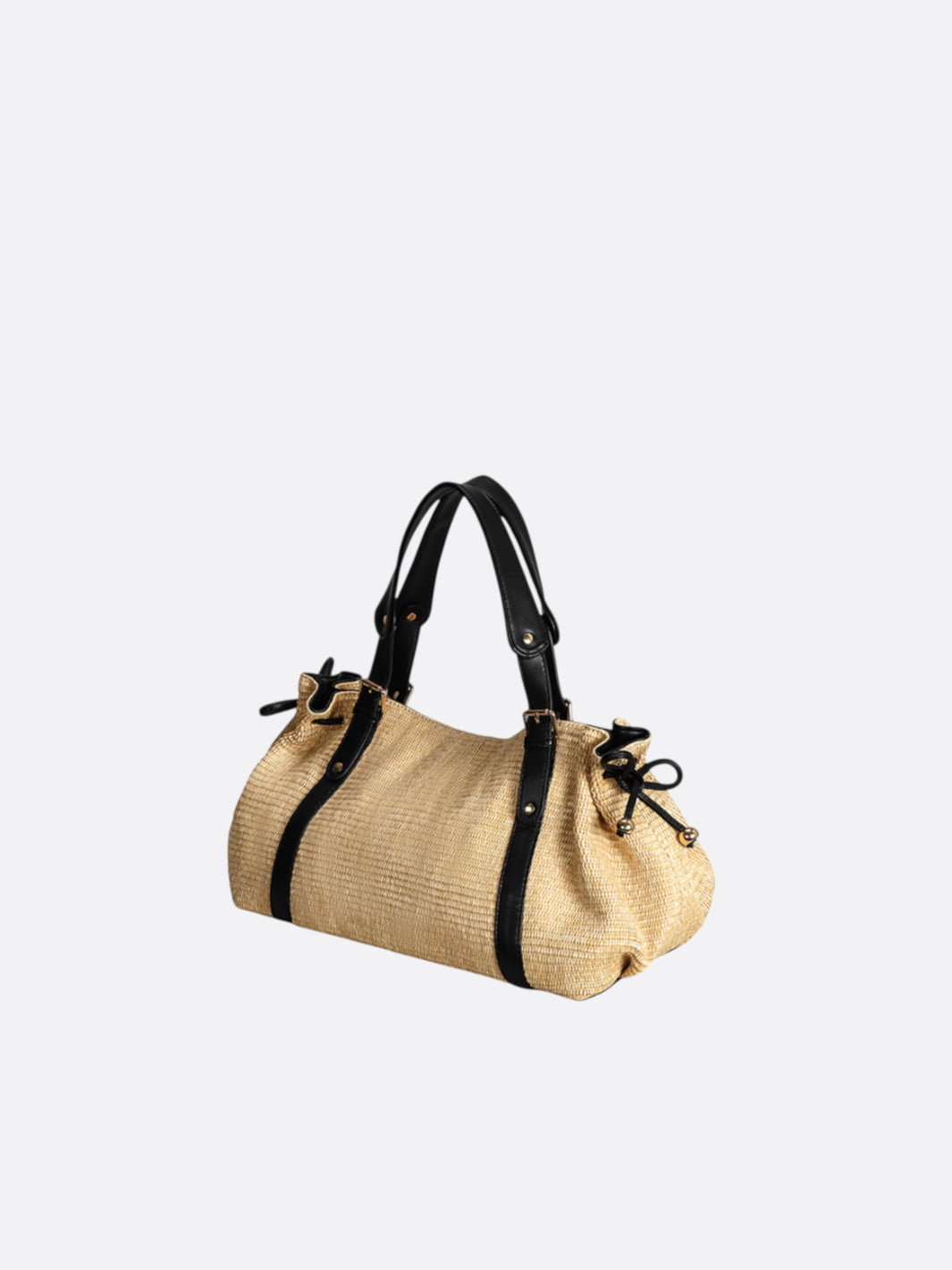 Boho Straw and Leather Crossbody Bag