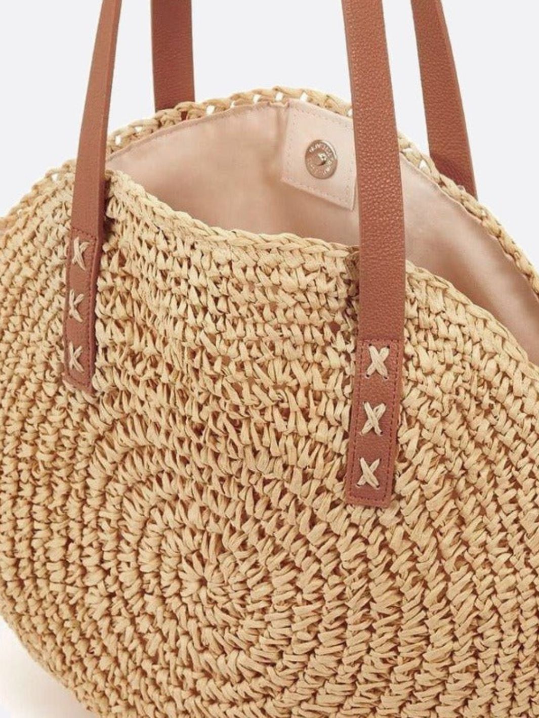 Colorful Round Straw Tote Bag