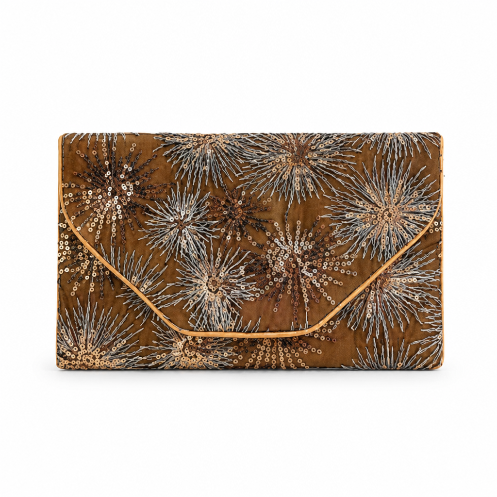 Sequin Embroidered Lightweight Evening Clutch Bag