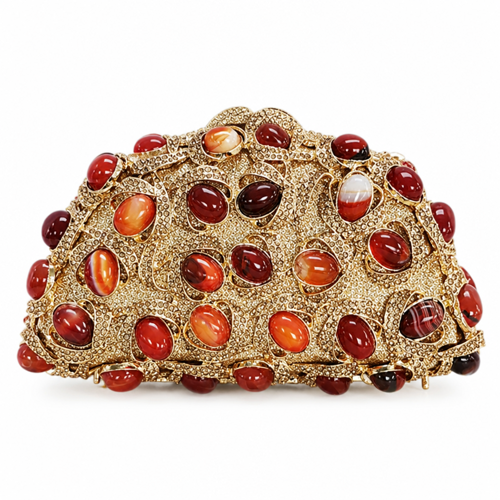Golden Crystal Evening Clutch Bag