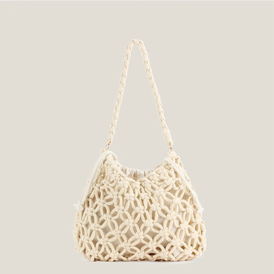 Women’s Mesh Rope Knitted Bucket Beach Shoulder Bag