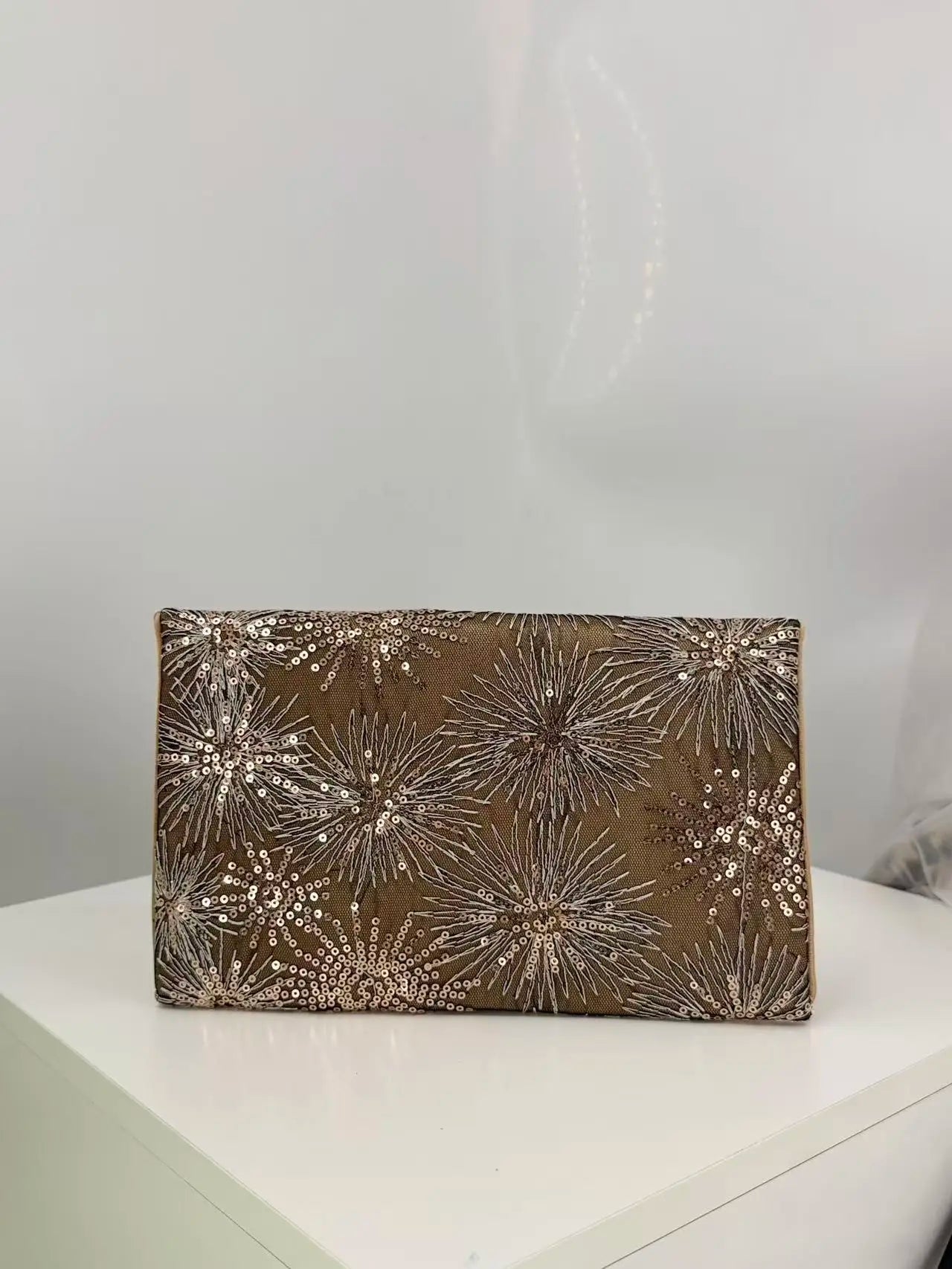 Sequin Embroidered Lightweight Evening Clutch Bag