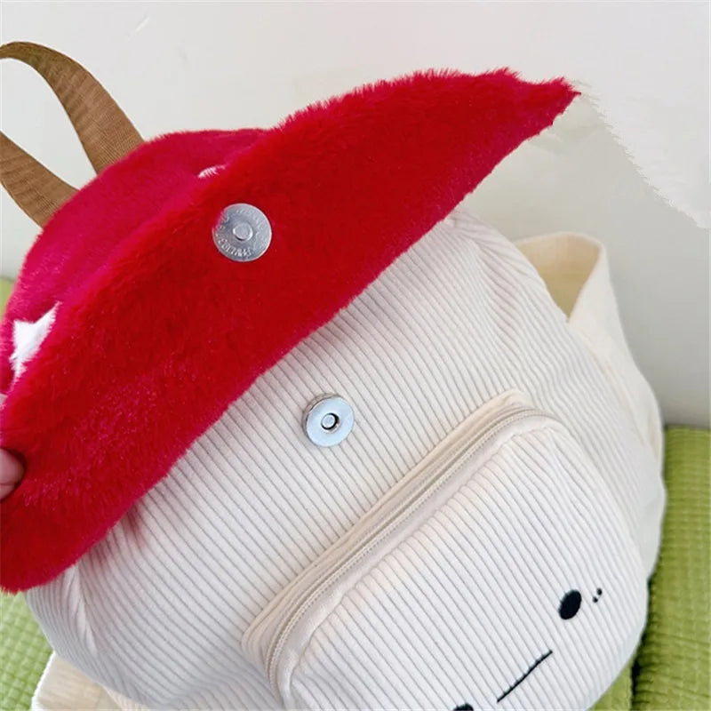 Women's Plush Mushroom Corduroy Backpack