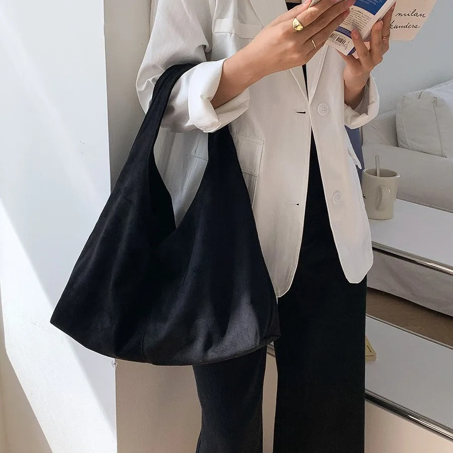 Vintage Faux Suede Hobo Tote