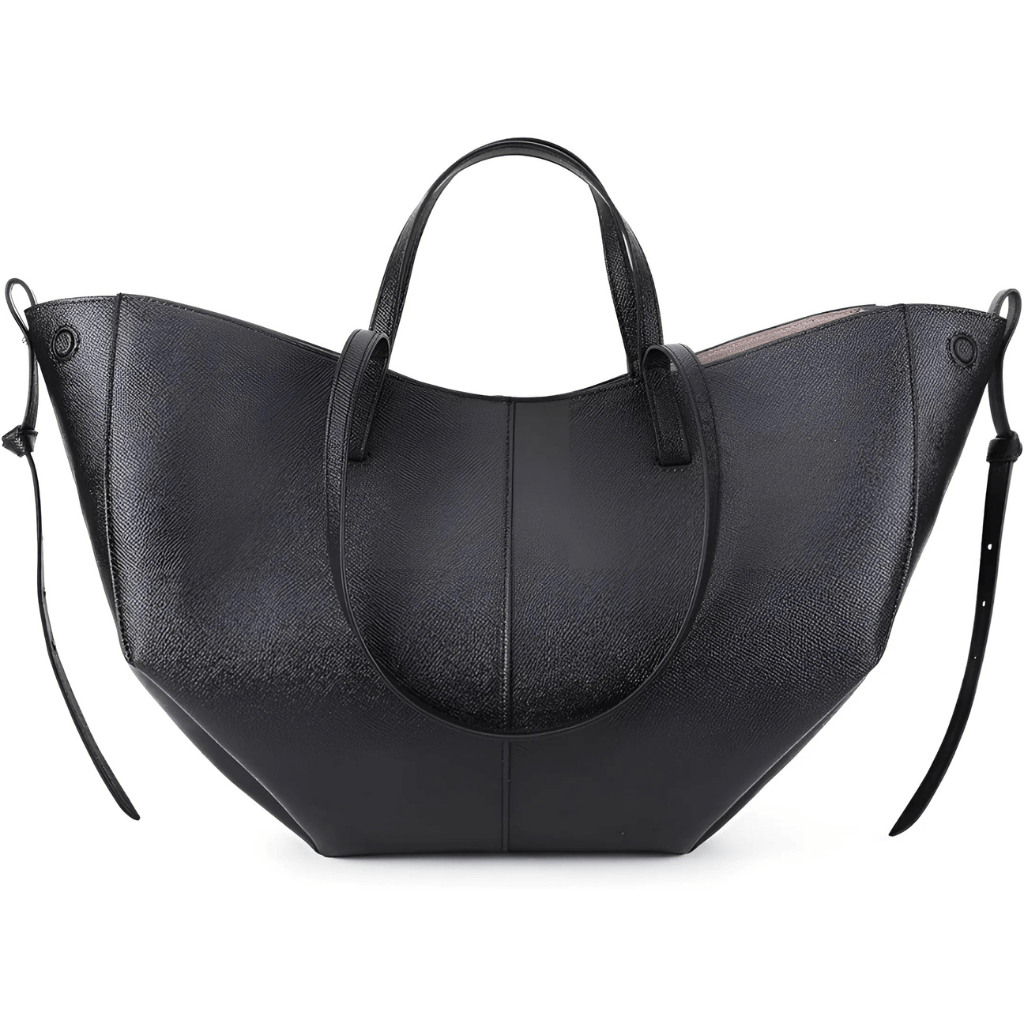 Vegan leather crossbody bag shown from the front with adjustable strap