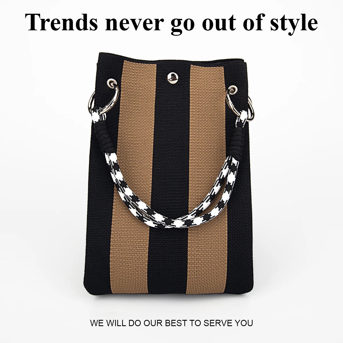 Knitted Large Capacity Wide Stripe Handbag
