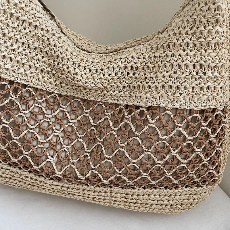 Handmade Woven Rattan Straw Tote Bag Large Capacity Summer Beach Bag