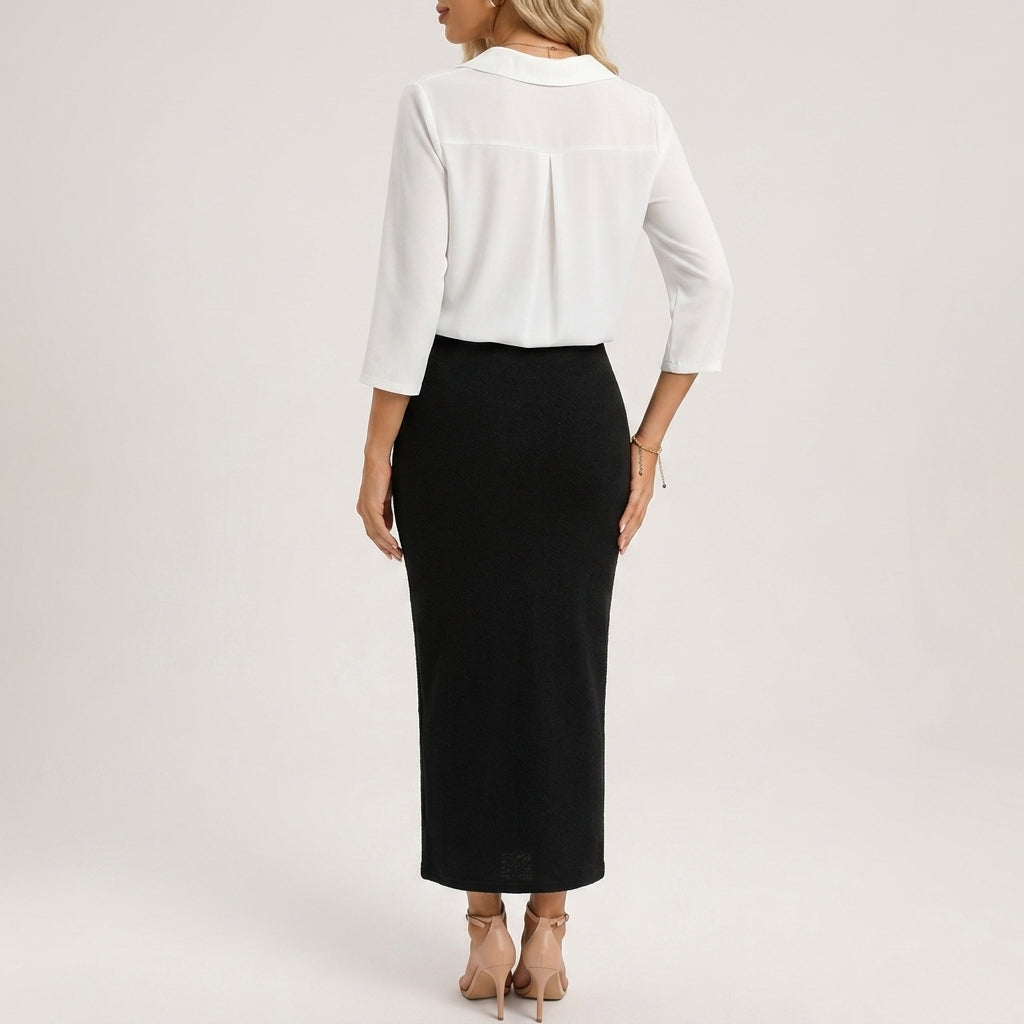 Back view of a structured cropped tailored blazer for women