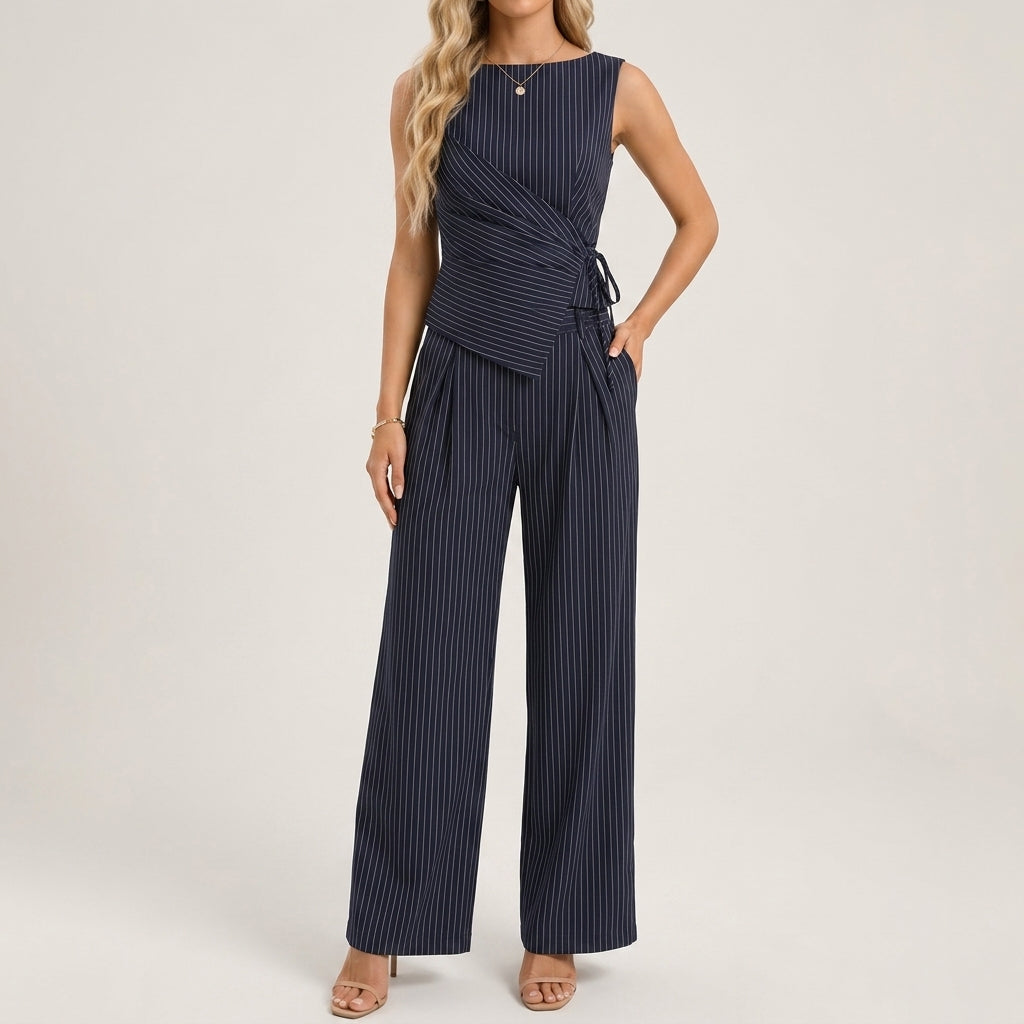 Pinstripe Two-Piece Pants Set