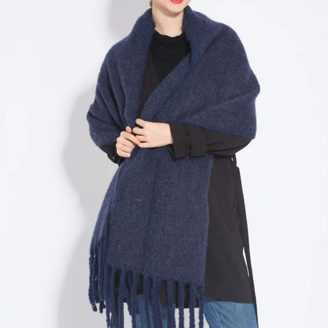 Soft oversized scarf displayed in a classic wrap style
