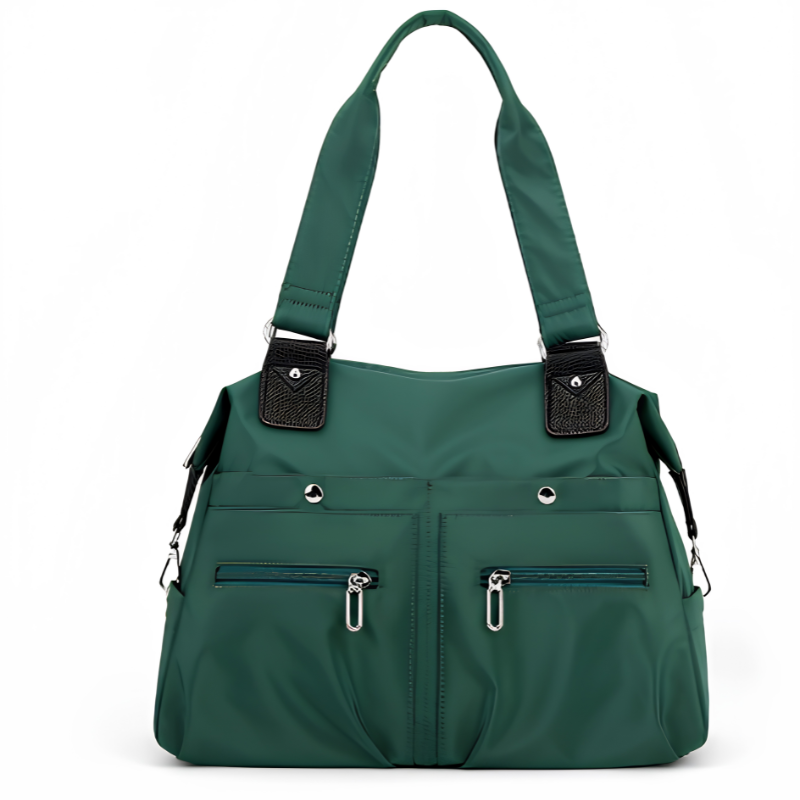 Water-Resistant Nylon Laptop Tote Bag With Multi-Pocket Storage