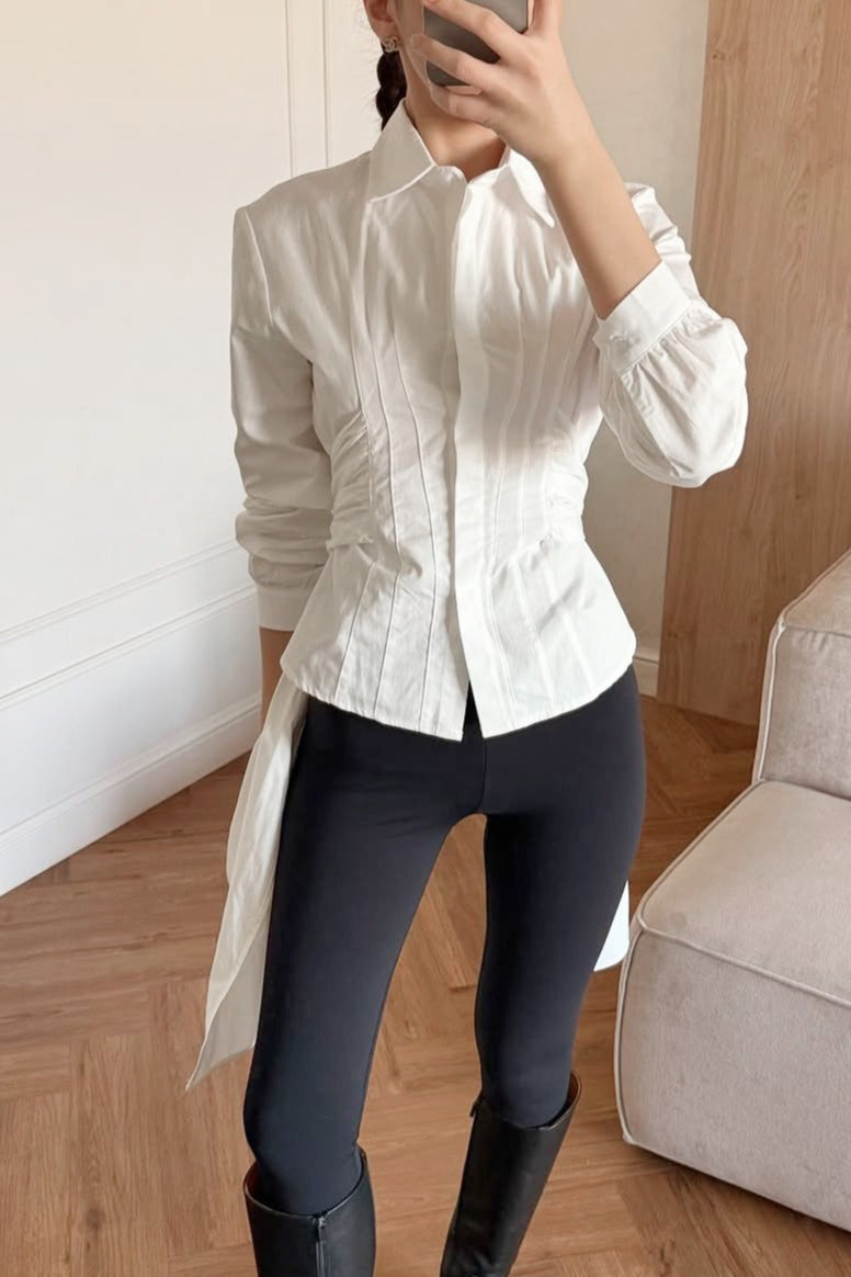 Women's ruched waist shirt styled for everyday wear