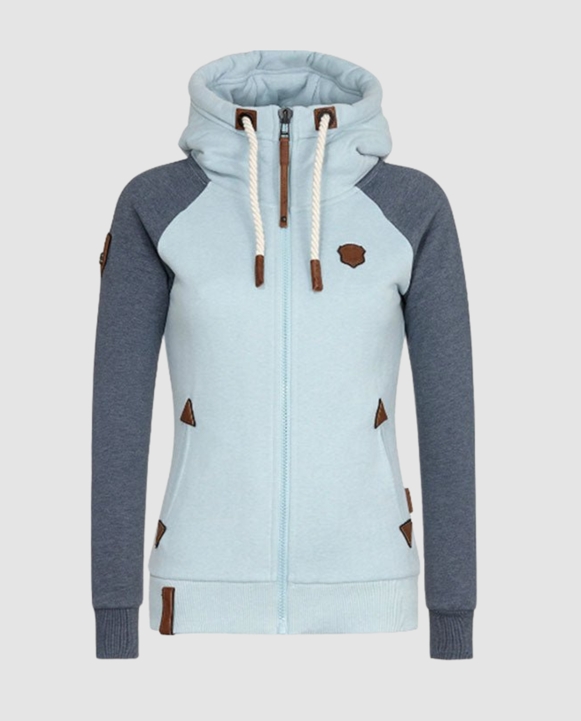 Women's hooded sweatshirt styled for casual everyday wear