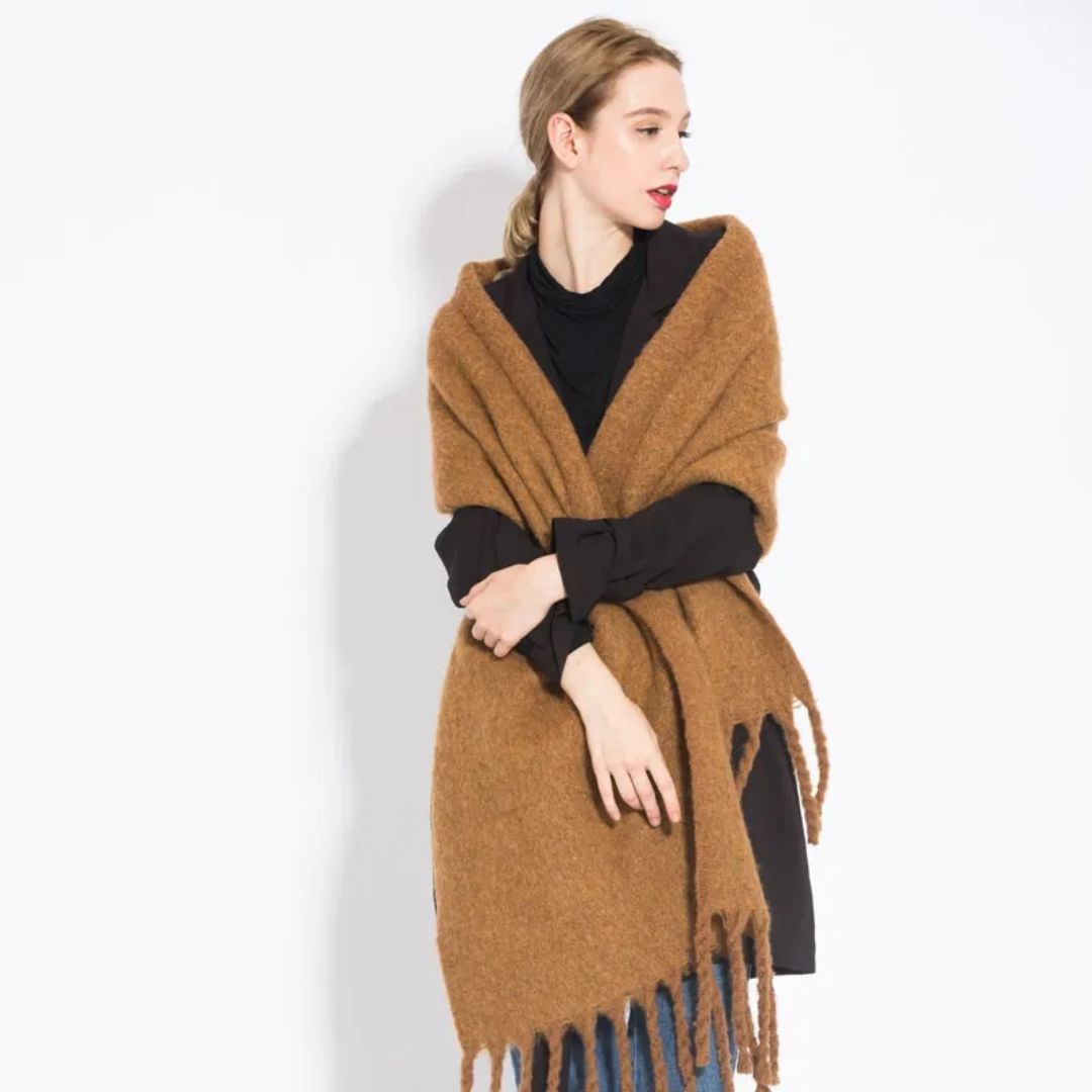 Oversized Winter Scarf Soft Solid-Color Wrap