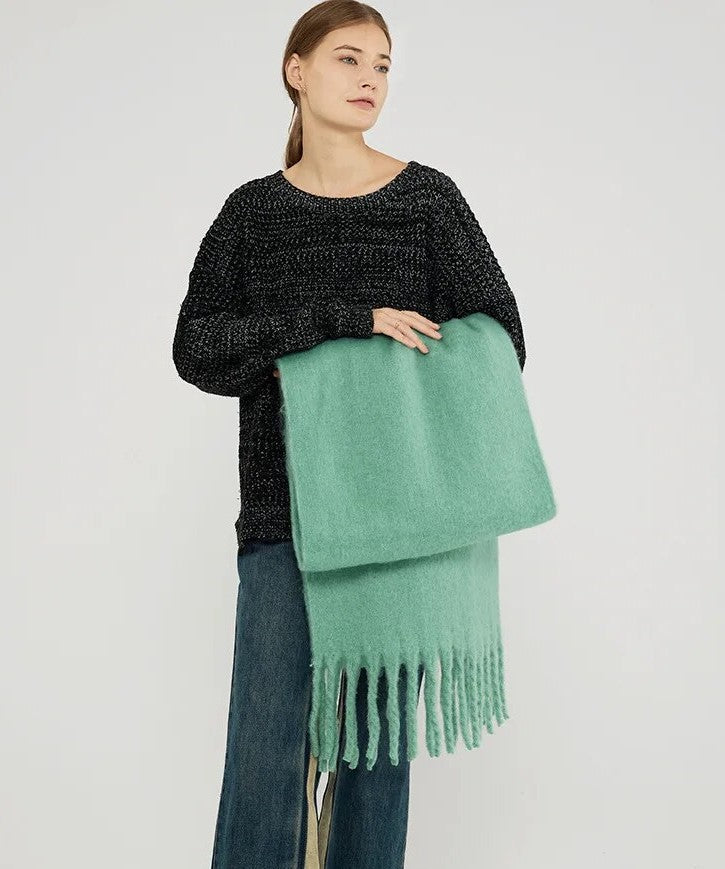 Oversized Winter Scarf Soft Solid-Color Wrap