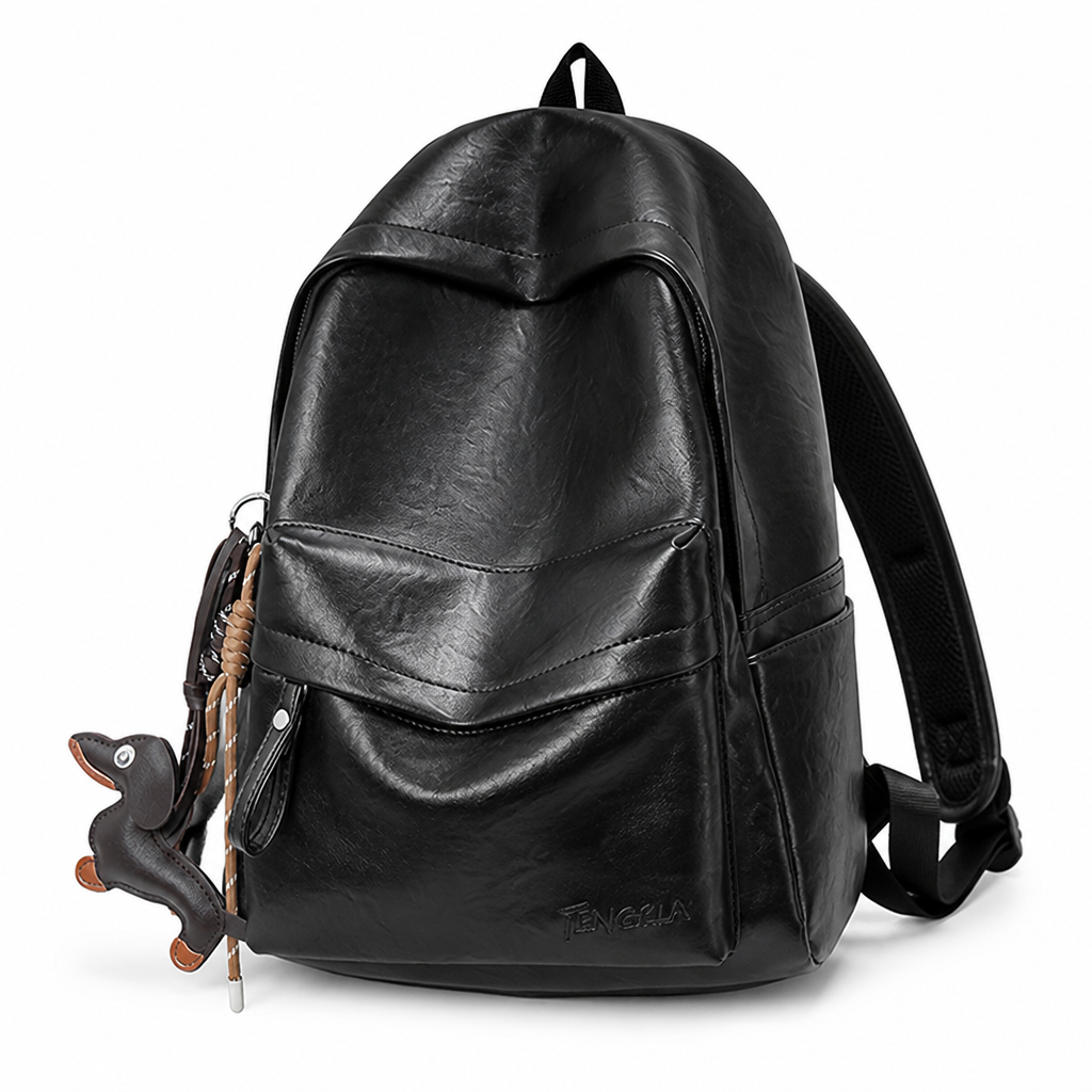 Leather Backpack With Multiple Pockets