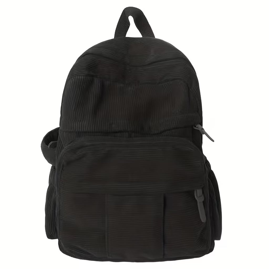 Corduroy Backpack With Multiple Pockets
