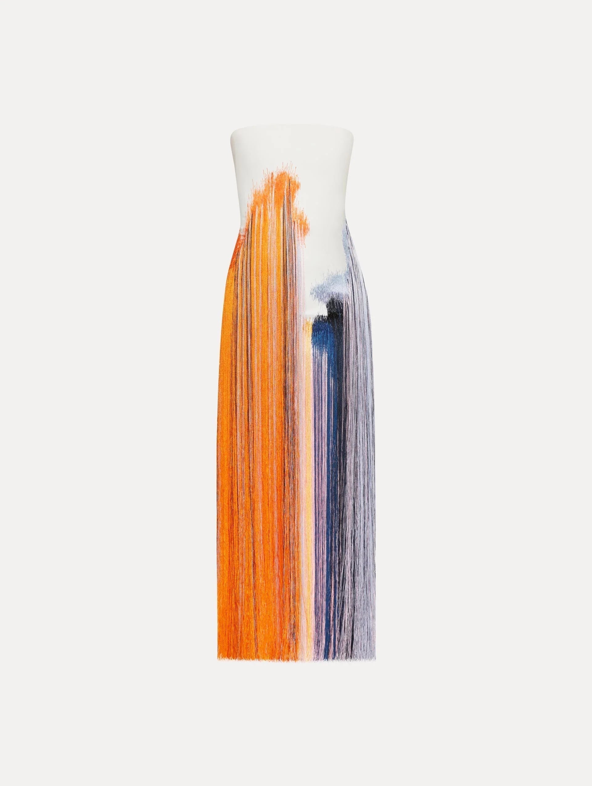 Women's midi fringe dress featuring a convenient zipper closure