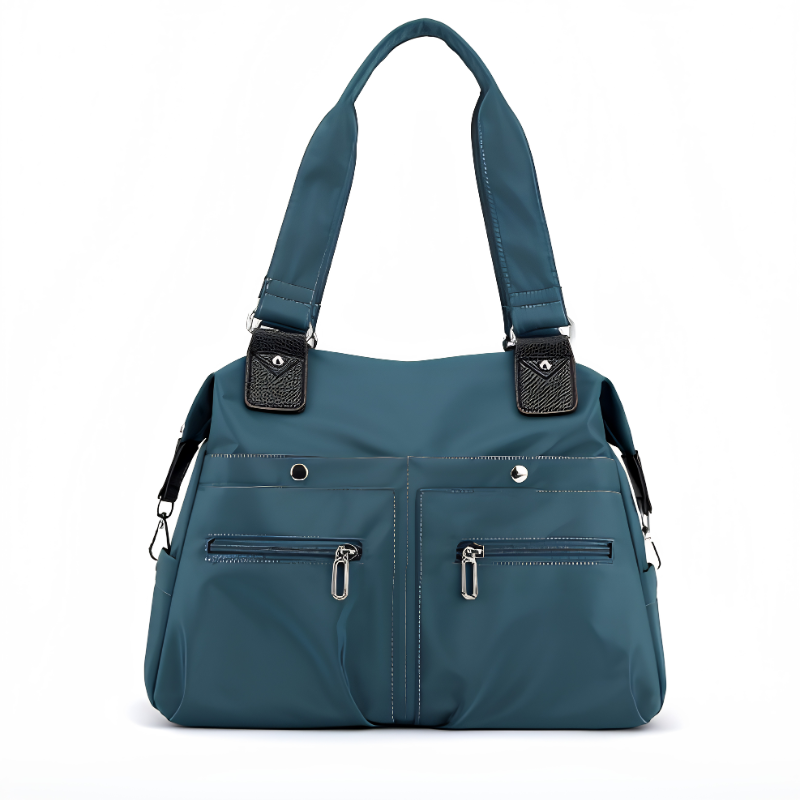 Water-resistant tote bag with dual shoulder straps for daily carry