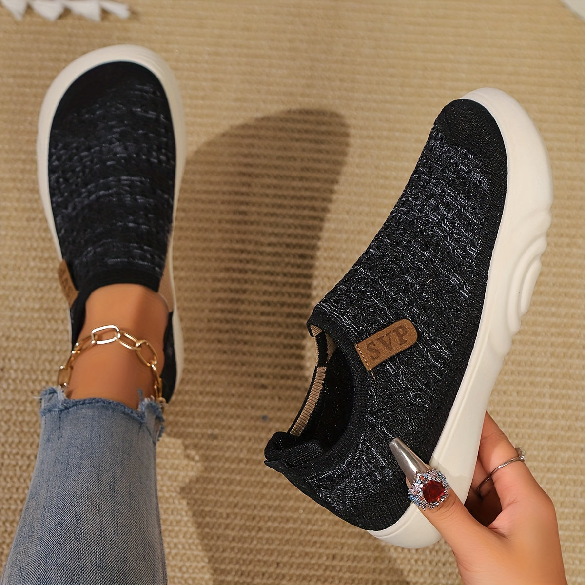 Pair of women's orthopedic shoes displayed for everyday wear