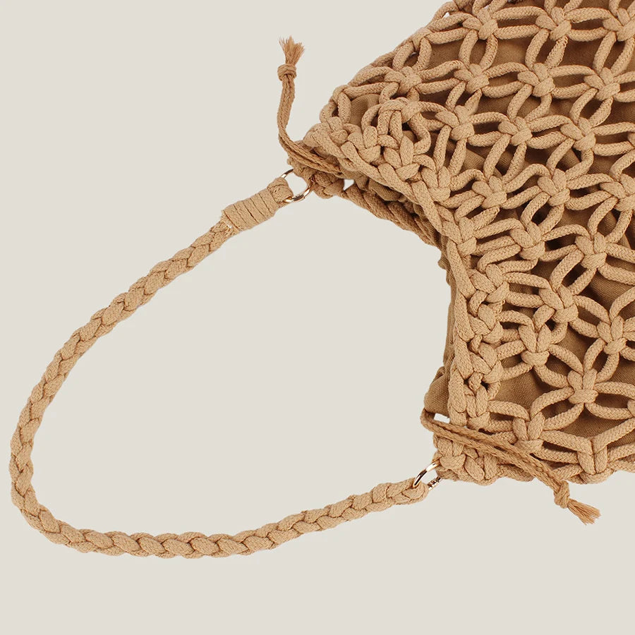 Women’s Mesh Rope Knitted Bucket Beach Shoulder Bag