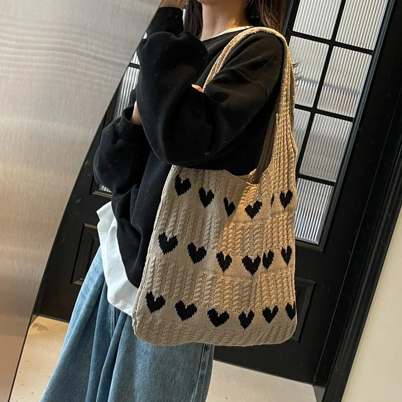 Woven Crochet Shoulder Tote Bag Large Capacity Summer Beach Handbag