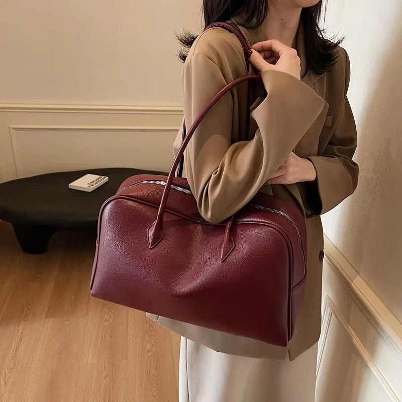 Soft Luxury Bowling-Style Shoulder Bag