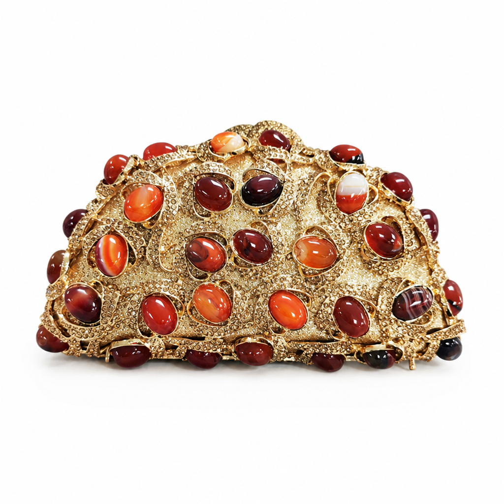 Golden Crystal Evening Clutch Bag