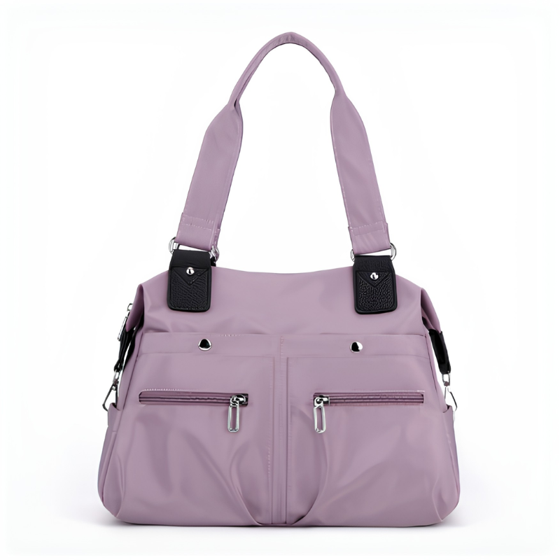 Side view of lightweight laptop tote bag with structured shape