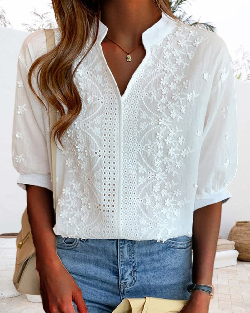 Women's blouse showcasing its chic puff sleeve design
