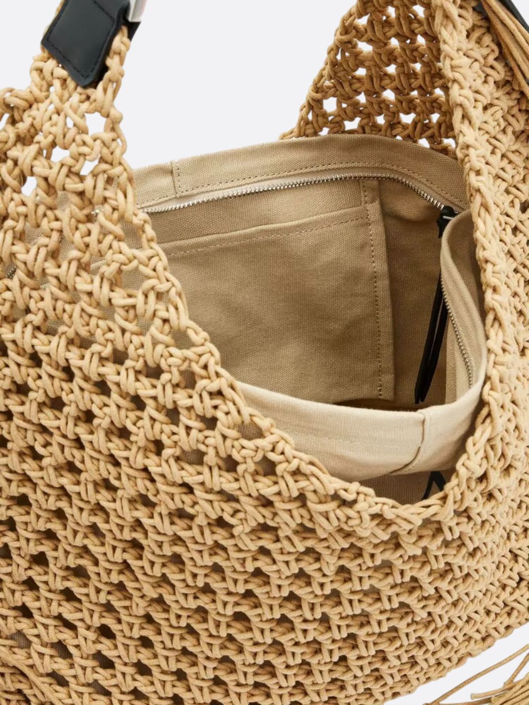Bohemian Straw Tote Bag with Tassel Detail