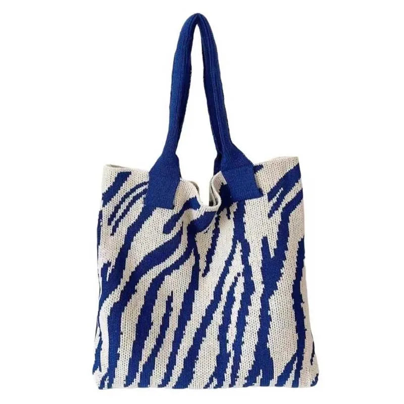Zebra Print Crochet Tote Bag