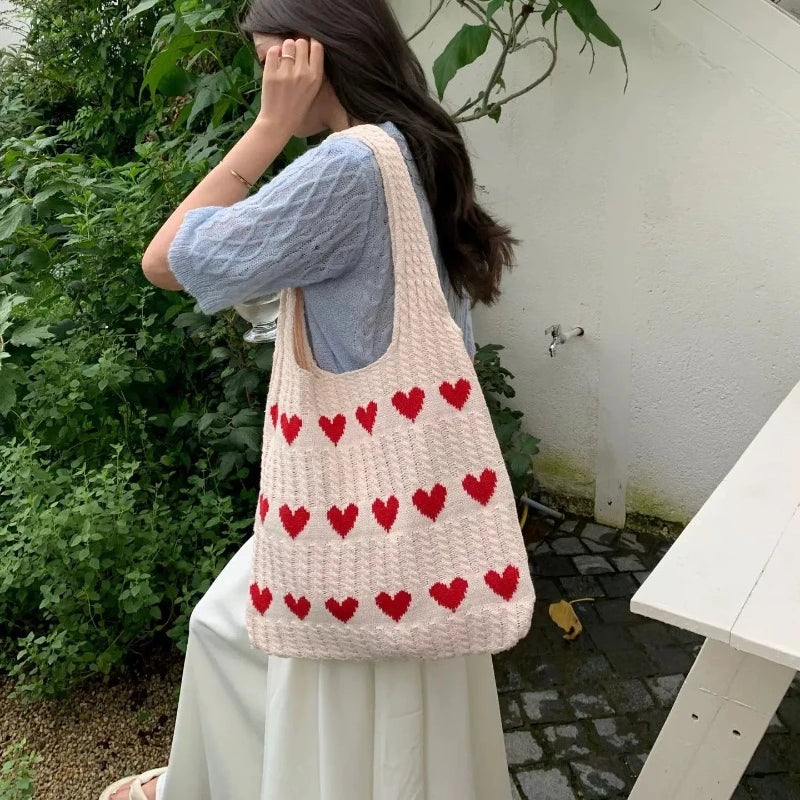 Woven Crochet Shoulder Tote Bag Large Capacity Summer Beach Handbag