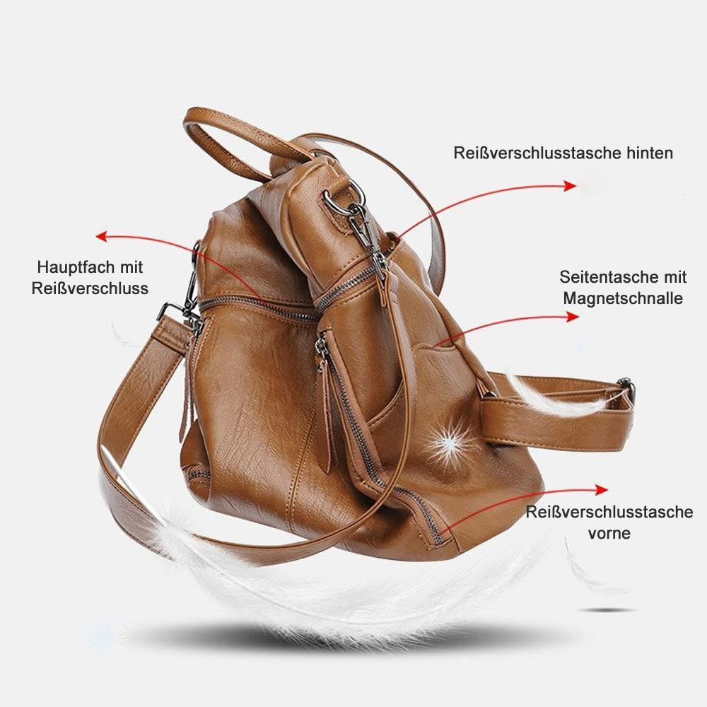 Leather backpack with adjustable shoulder straps for comfortable carrying