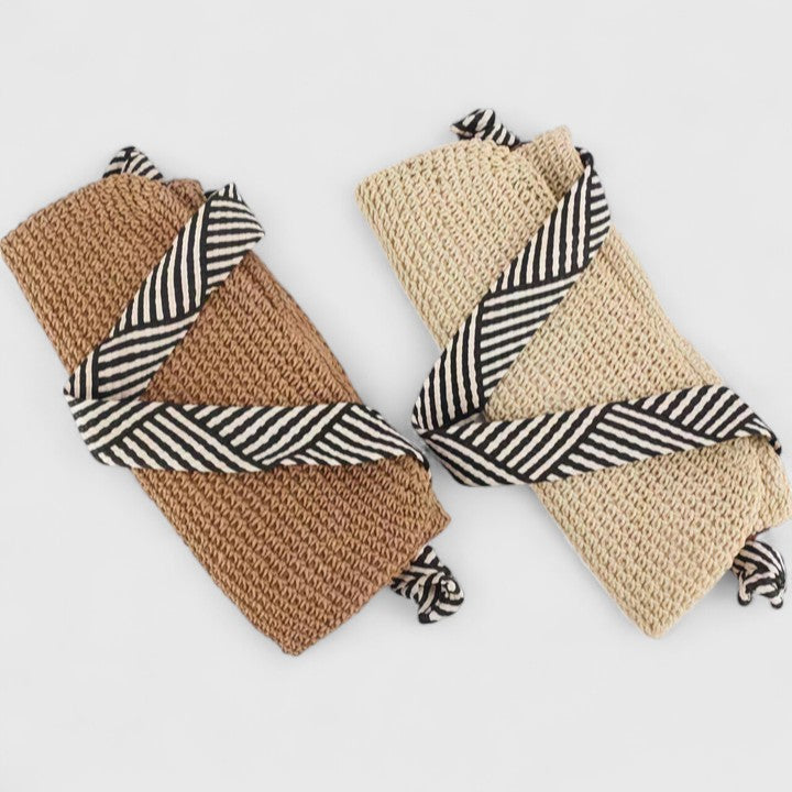 Back view of braided shoulder tote bag for everyday use
