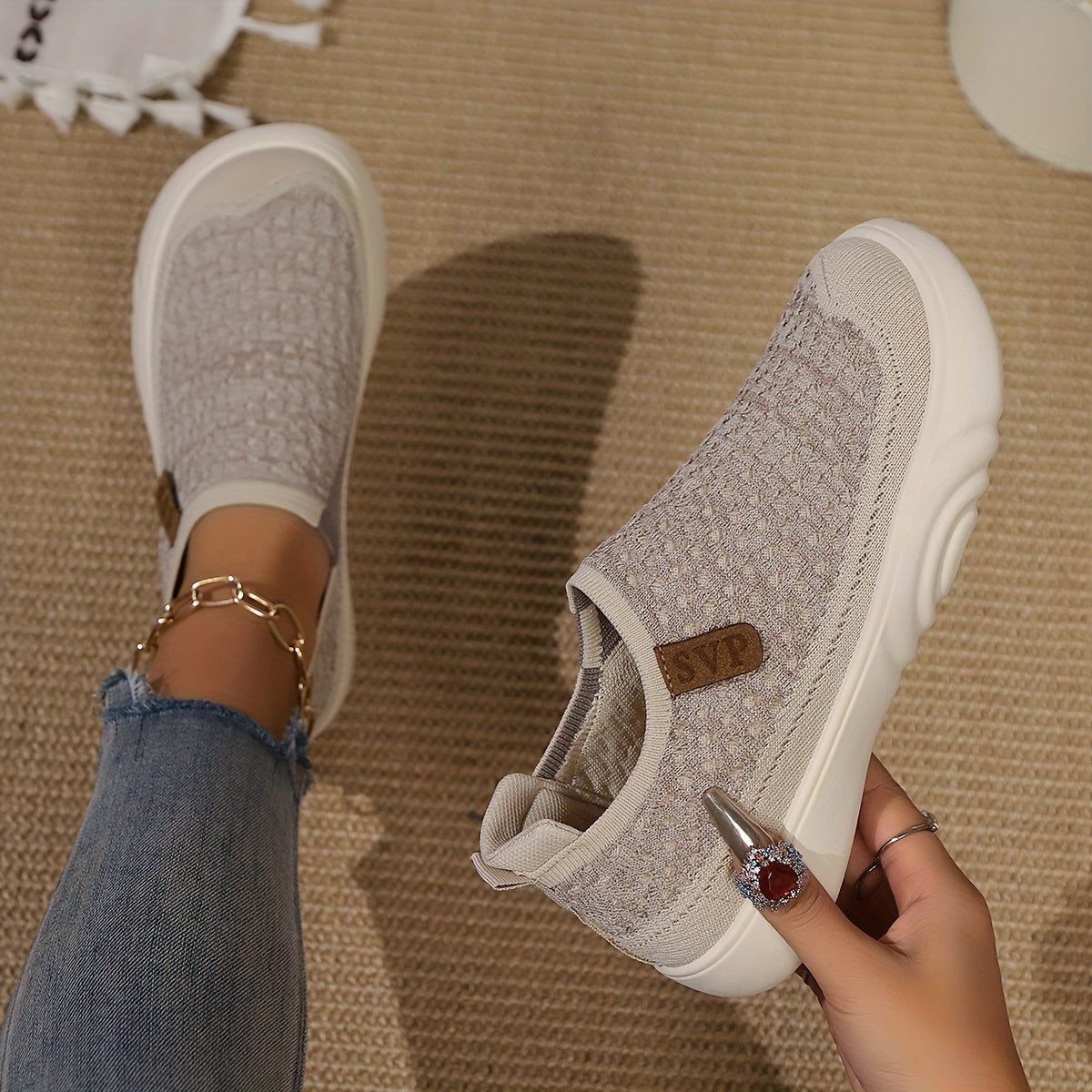 Women's comfort shoes photographed from the front