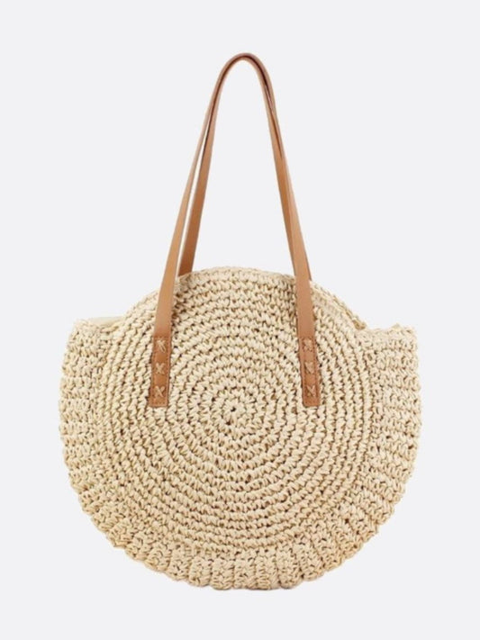 Colorful Round Straw Tote Bag