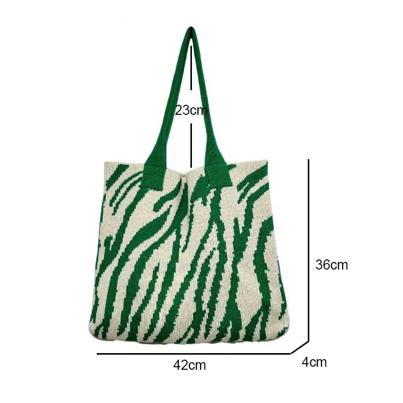 Zebra Print Crochet Tote Bag