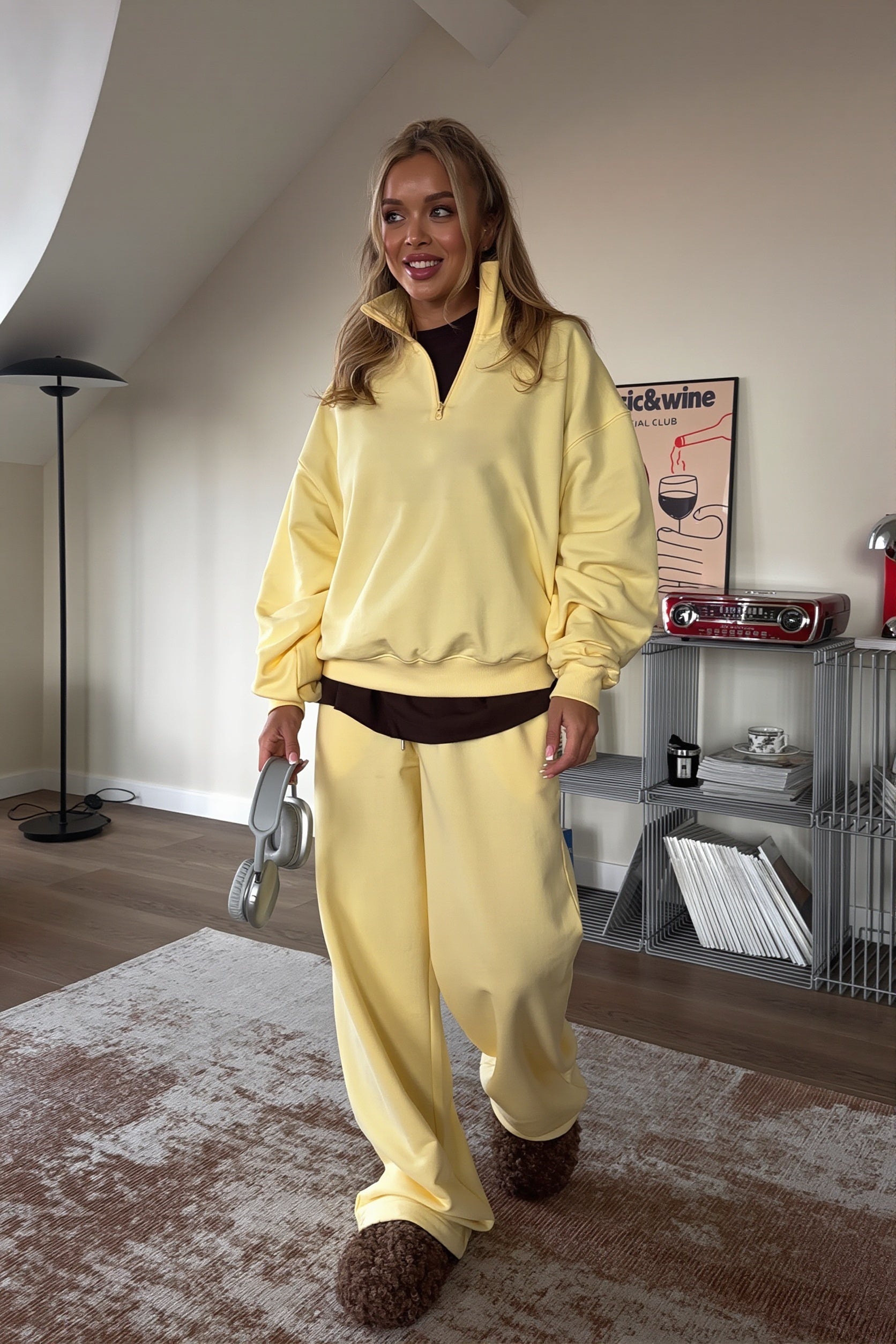 Oversized Half-Zip Sweatshirt And Pants Set