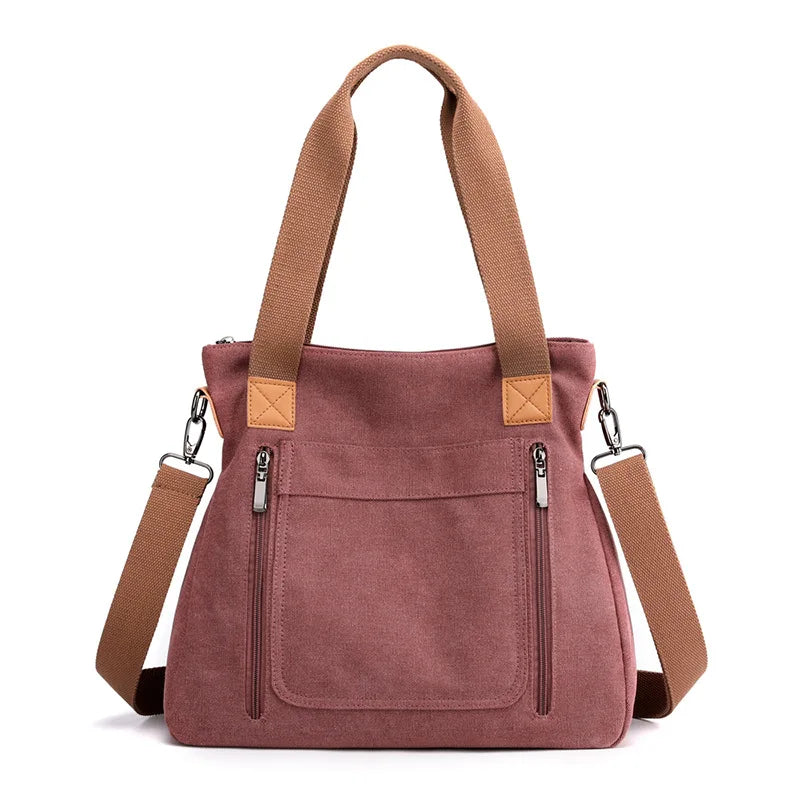 Women’s Canvas Crossbody Bag Large Capacity Zipper Tote