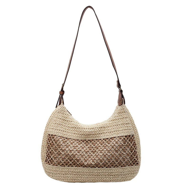 Handmade Woven Rattan Straw Tote Bag Large Capacity Summer Beach Bag