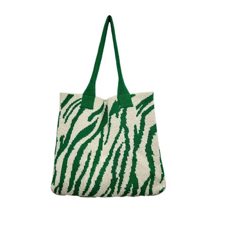 Zebra Print Crochet Tote Bag