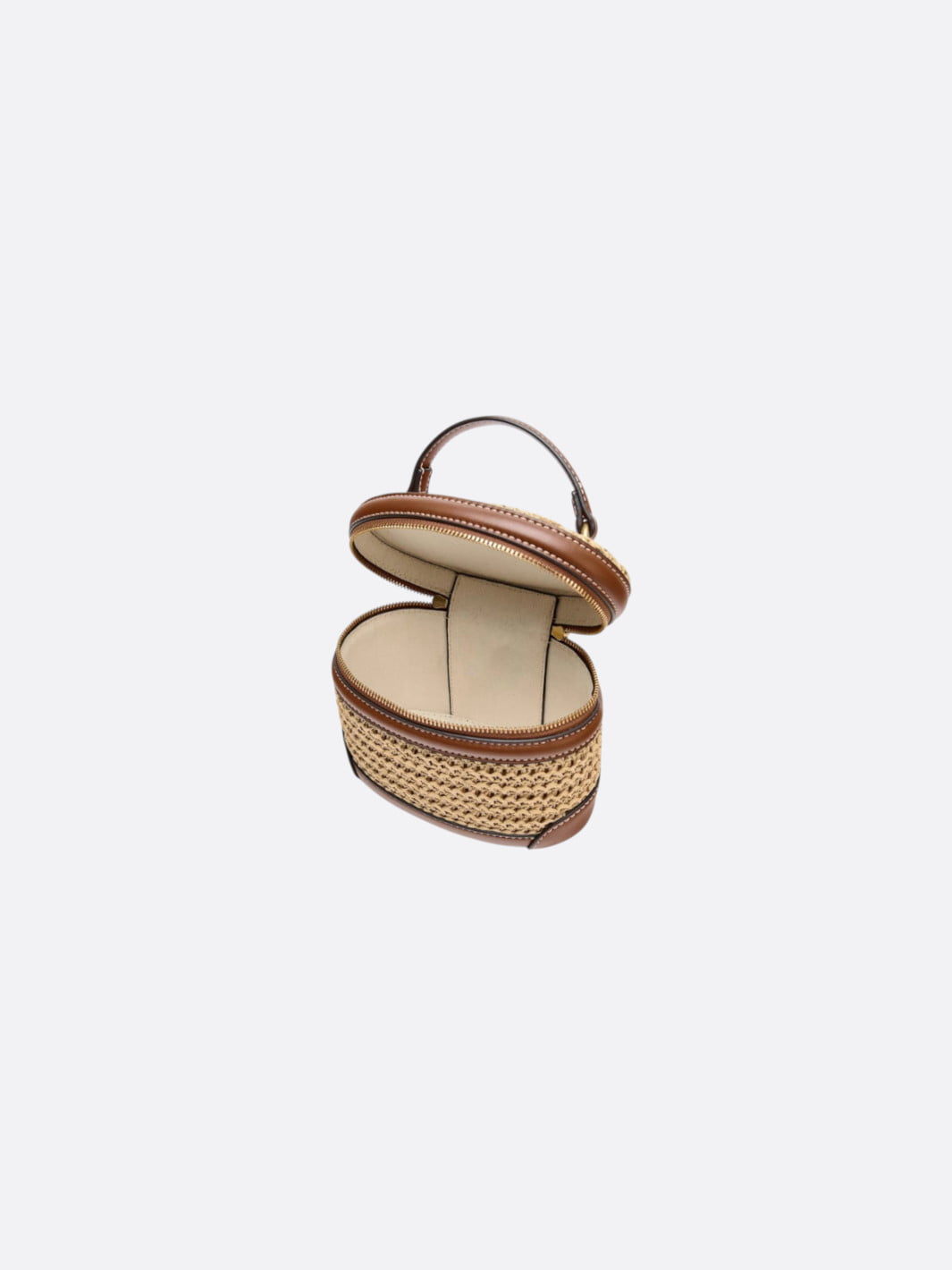 Straw and Leather Crossbody Handbag