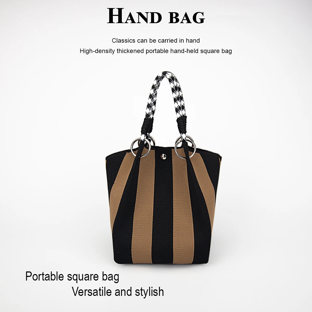 Knitted Large Capacity Wide Stripe Handbag