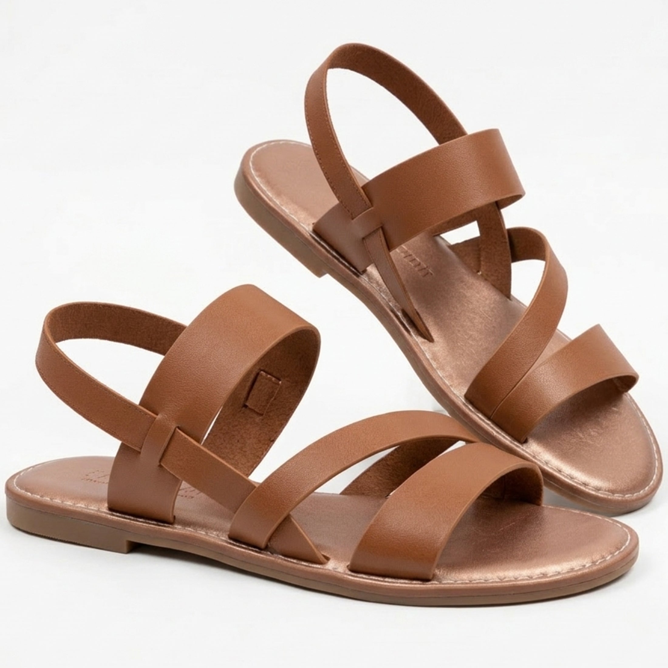 Women's Strappy Flat Sandals Lightweight Open-Toe Summer Shoes