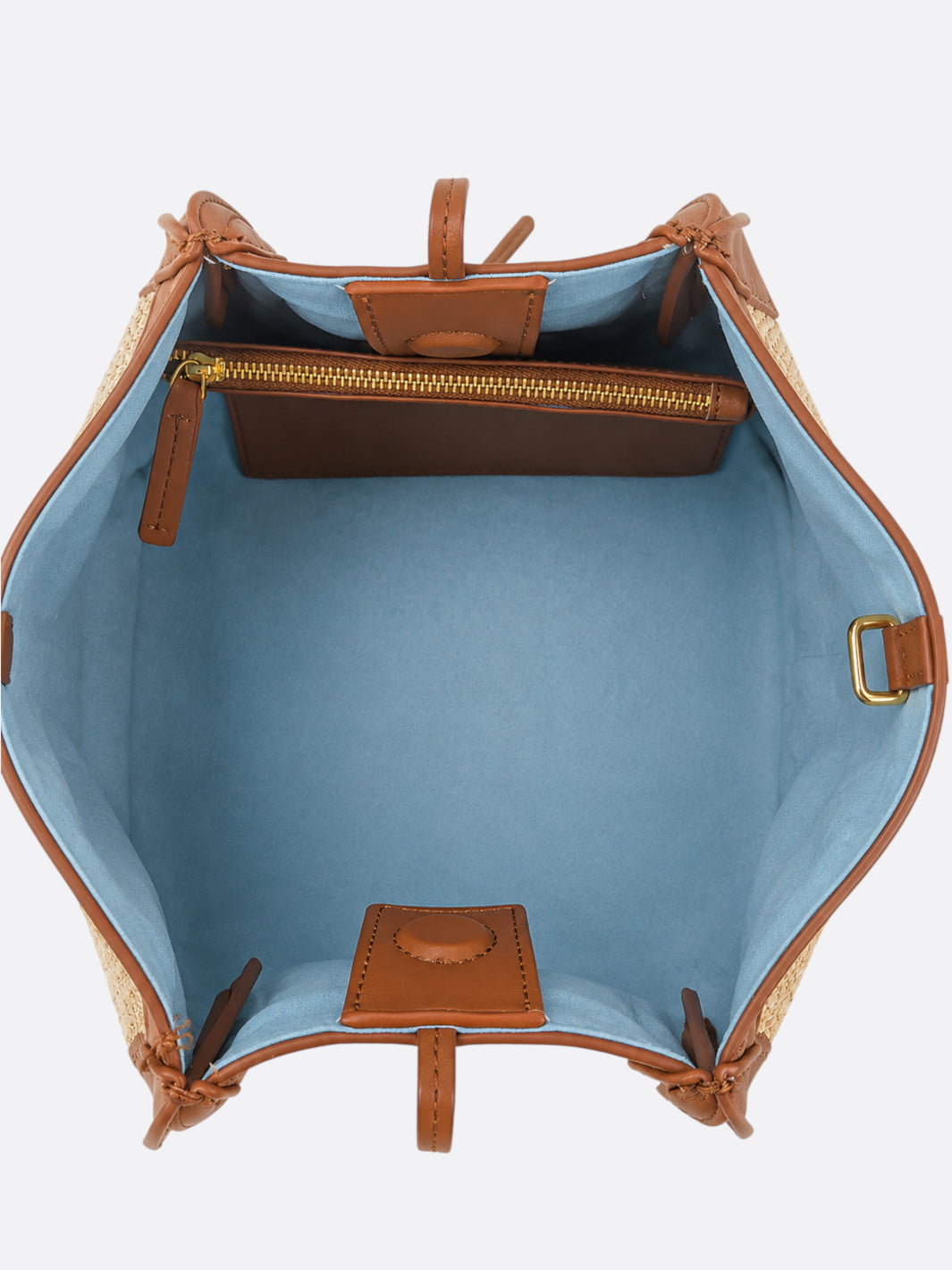 Raffia and Leather Handwoven Tote Bag