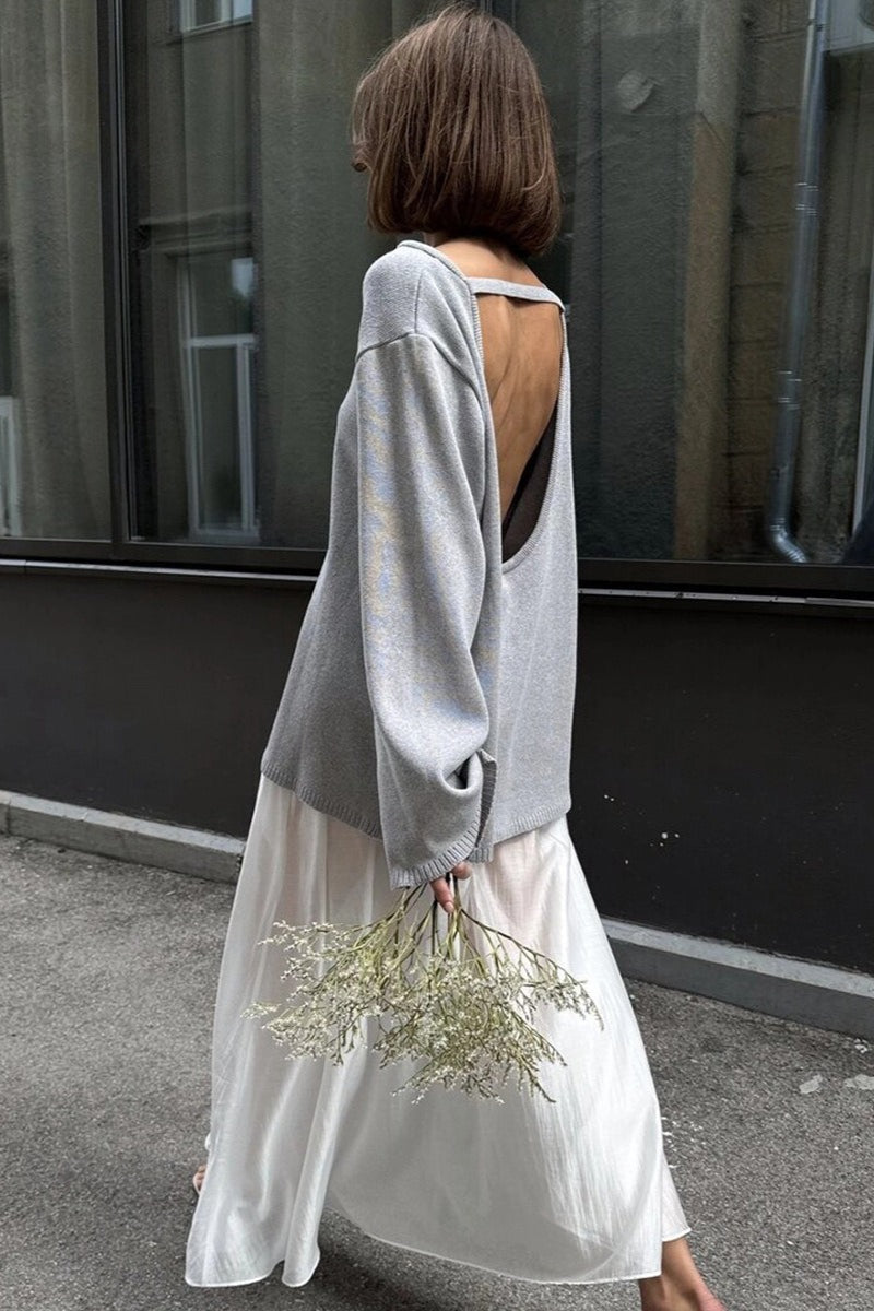 Close-up of the knit texture and boat neckline